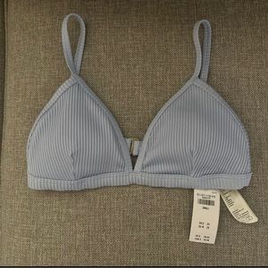 Hollister ribbed triangle bikini top blue S NWT